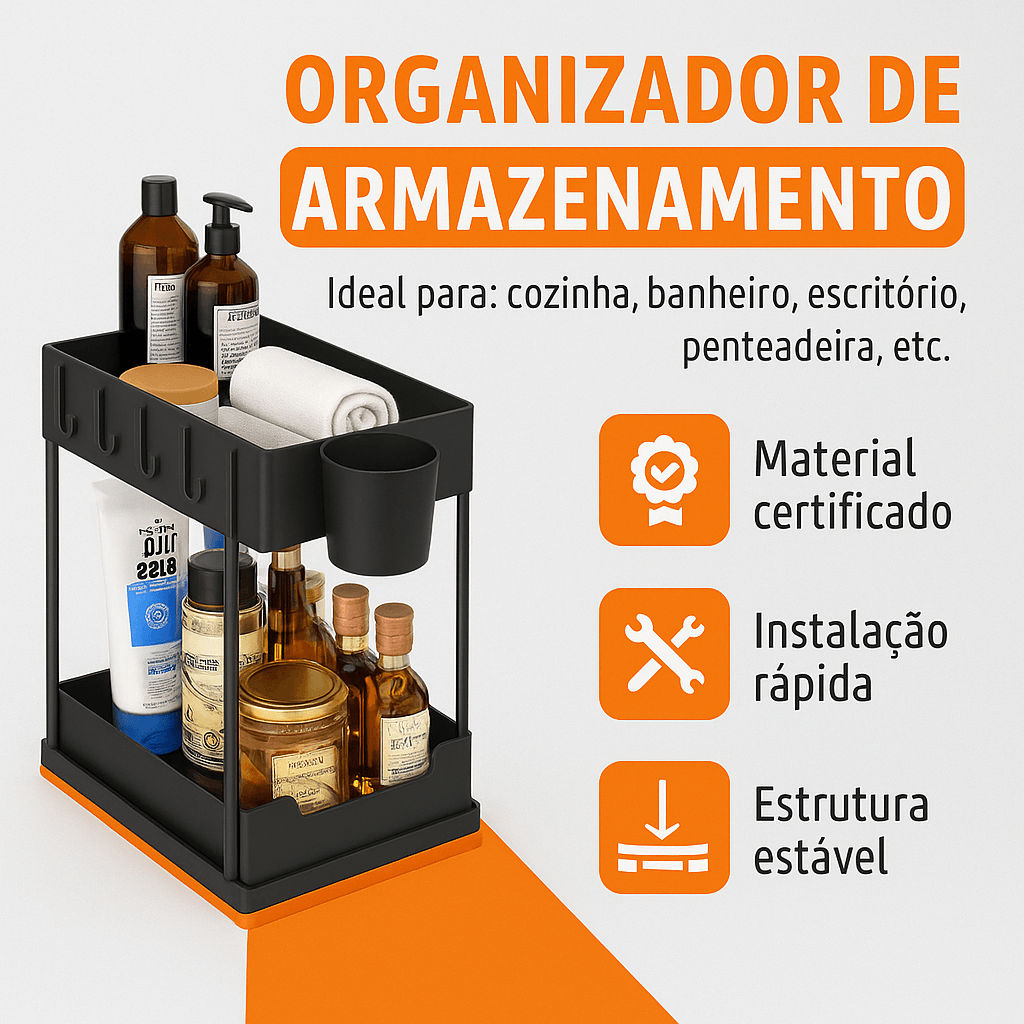Organizador Multiusos com Gaveta e Ganchos